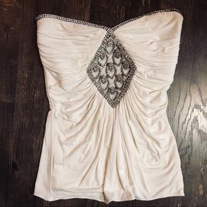 Sky strapless rhinestone top